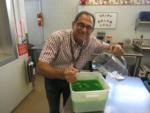 Mr. Tsourakis mixes up slime - he says it tastes like vanilla pudding